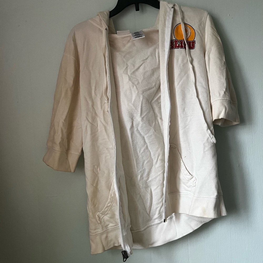 NO BOUNDARIES cream “Malibu” zip hoodie